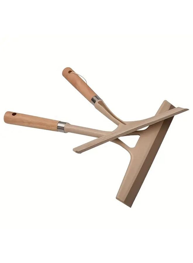 منظف زجاج صغير من الفولاذ المقاوم للصدأ بمقبض خشبي وأداة كشط نوافذ خالية من الخطوط - Image 5